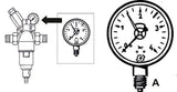 Gehoornde manometer met 1/4" bodempoort - Zwart - Geschikt voor terugspoelfilters met drukregelaar - Kunststof - Zelfdichtend met PTFE O-ring / Manometer / Perslucht / Manometer / DMMU14