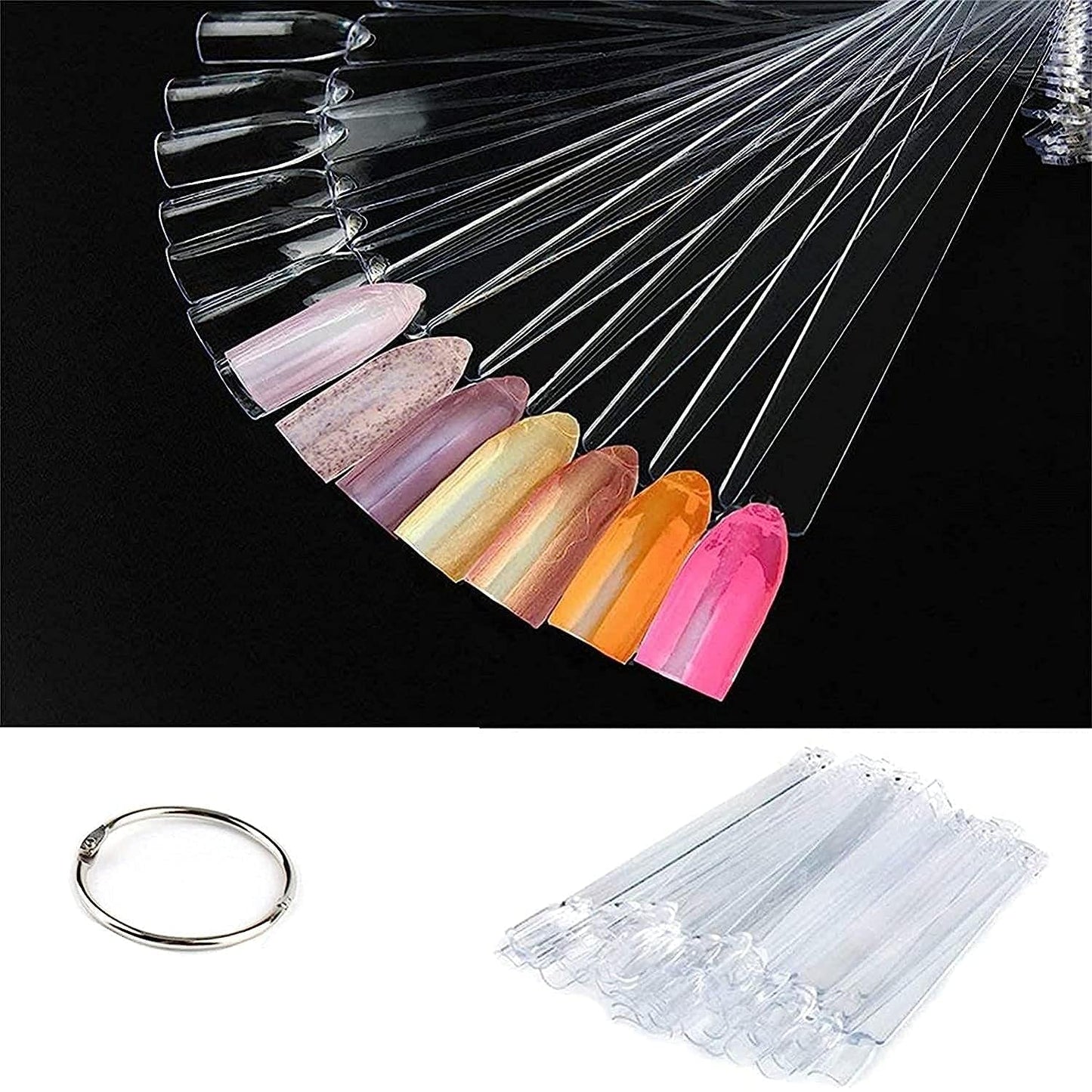 Nageldisplay, 40 stokjes kunstnagellak, capsules, praktische waaier, nail art
