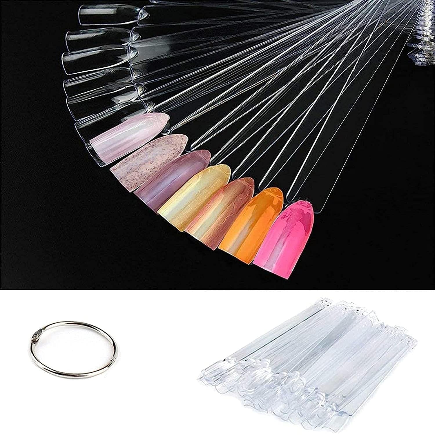Nageldisplay, 40 stokjes kunstnagellak, capsules, praktische waaier, nail art