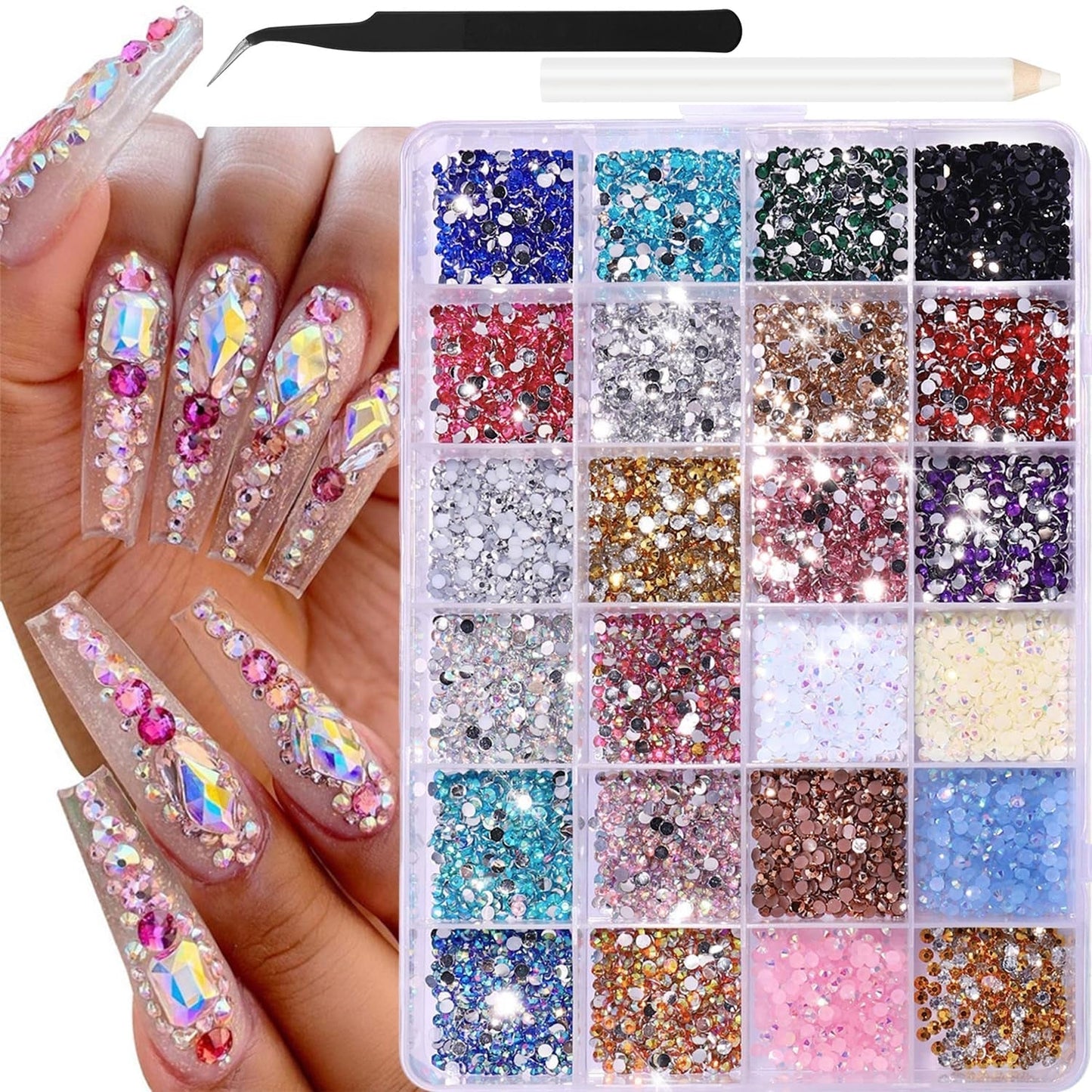 GZMAYUEN 920 Stuks Goud Zilver Plaksteen Perlen Voor Nagel, Halbrunde Weiße Beige Nagel Perlen, Kleine Halbrunde Plaksteen Perlen Voor DIY Nail Art Decor