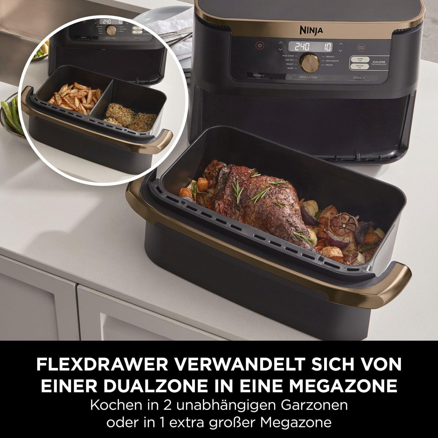 Ninja Foodi Flexdrawer luchtfriteuse met twee zones, AF500EUCP Apparaten Naty Shop