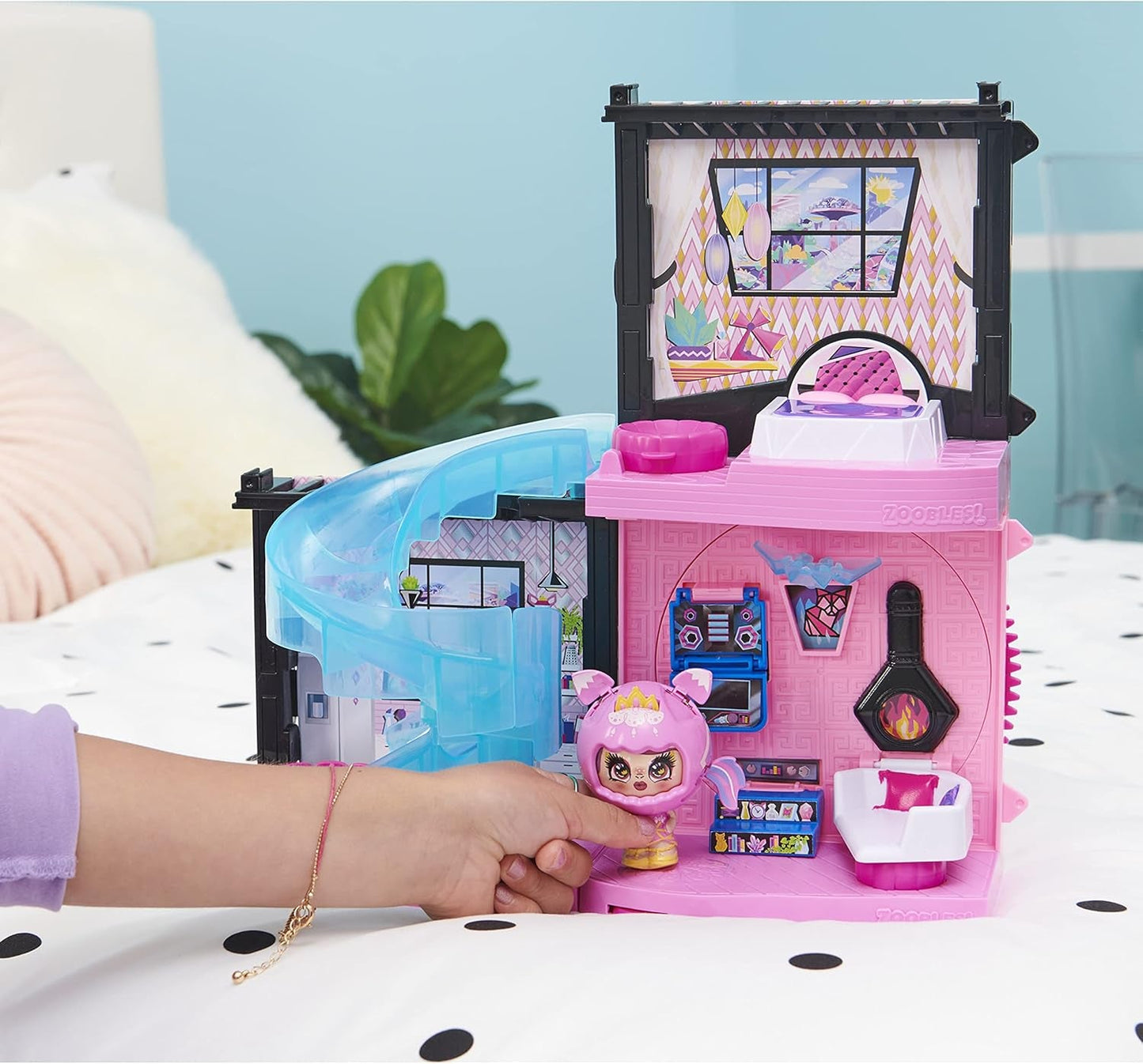 Zoobles Magic Mansion Transformeerbaar droomhuis met 6 kamers, glijbaan en accessoires