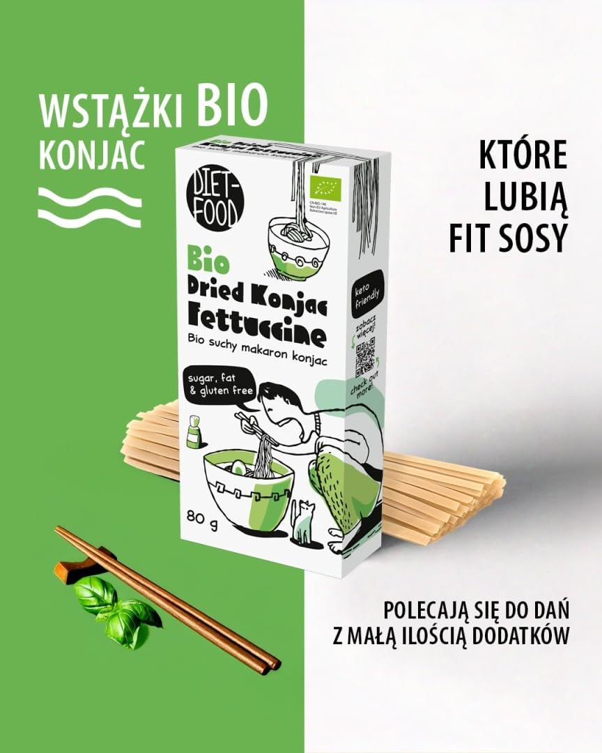 Fettuccine Konjac Shirataki Biologisch 80g - Calorie- en koolhydraatarm, glutenvrij, koolhydraatarm, geschikt voor keto-diëten, met tapiocameel