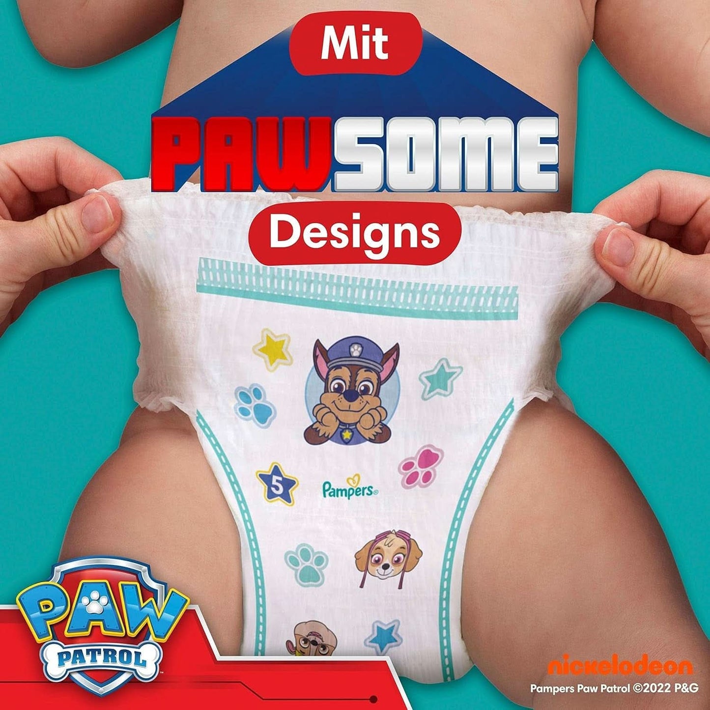 Pampers luiers Paw Patrol Broek maat 5 (12-17Kg) Baby-Dry, Junior met Stop and Protect-zak, MAANDDOOS, 160 luiers Naty Shop