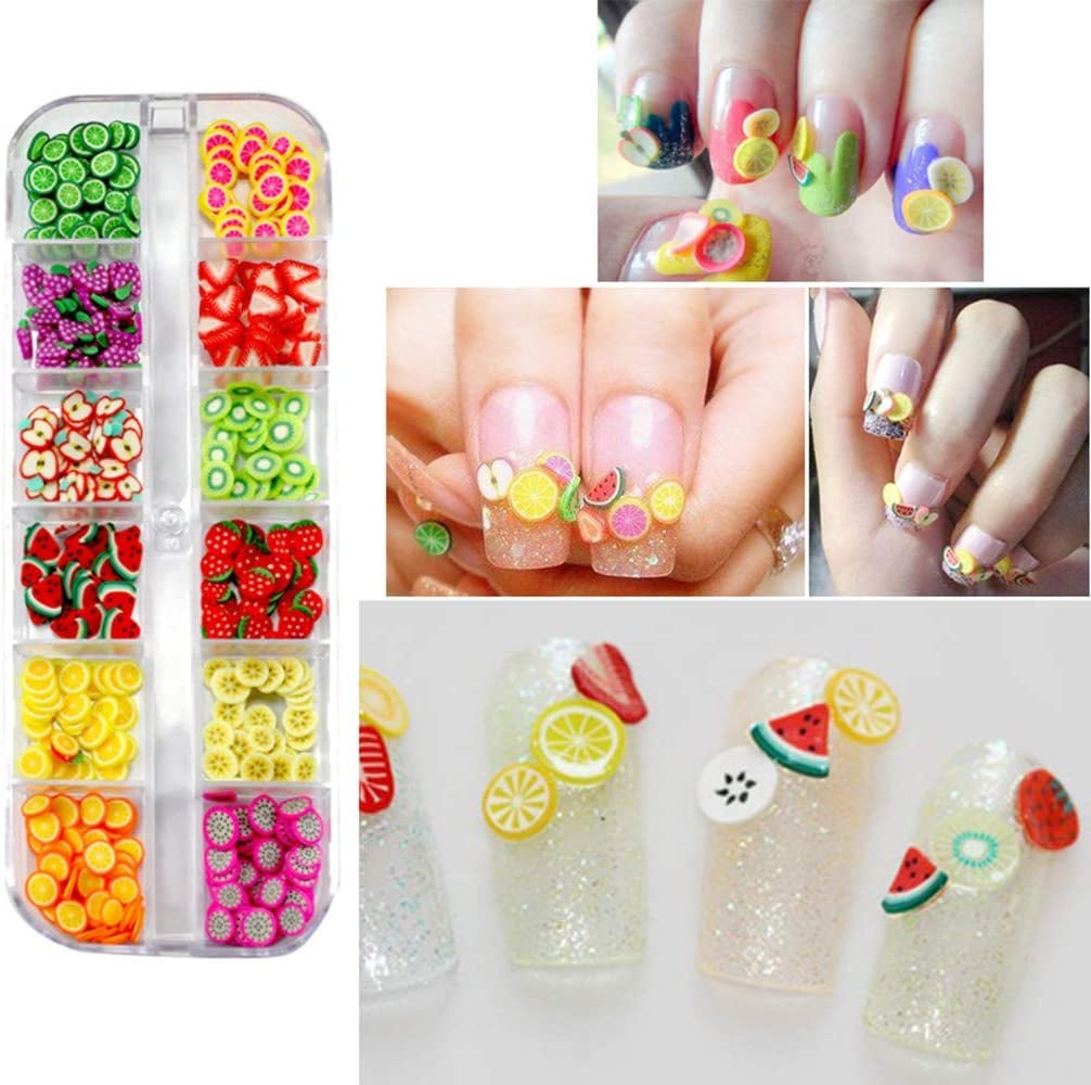 4 Set Nagel Obst Scheiben, Basicon Niedliche Obst Polymer Scheiben Obst Scheibe Nail Nagel 3D Obstscheibe Nail Art Slice voor DIY Liefert Maniküre Decoratie Schleim Zubehör Nageldekorationen, 4 Stile