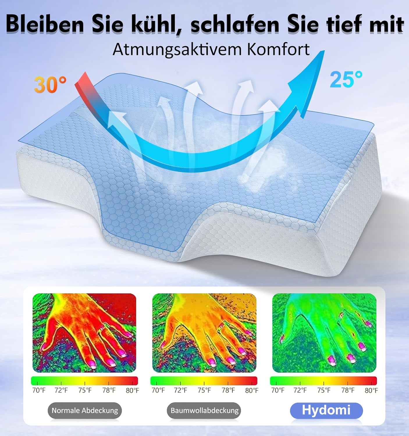 Nekkussen van traagschuim Ergonomisch orthopedisch kussen voor nek- en schouderpijn - Verkoelend slaapkussen voor zij-, rug- en buikslapers met neksteun Cervicale orthopedische kussens Naty Shop