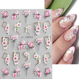 JMEOWIO 3D Nagelsticker Frühling Blume Nail Art Sticker Selbstklebend Nagelaufkleber 5D Stereoskopisch Blumen Decoratie Nageldesign Zubehör 4 Blatt