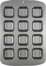 CSB106 Quadratische Antihaftbeschichtete Backform Mit 12 Minilöchern Aus Karbonstahl, Edelstahl, Zilver, 37,3 X 26,1 X 3,1 Cm Vormen en bakplaten Naty Shop