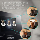 Automatische espressomachine Siemens EQ700 classic TP715D01, app-bediening, cold brew, intuïtief touchdisplay, tot 10 individuele koffiecreaties als favoriet, automatische stoomreiniging, 1500 W, zilvergrijs