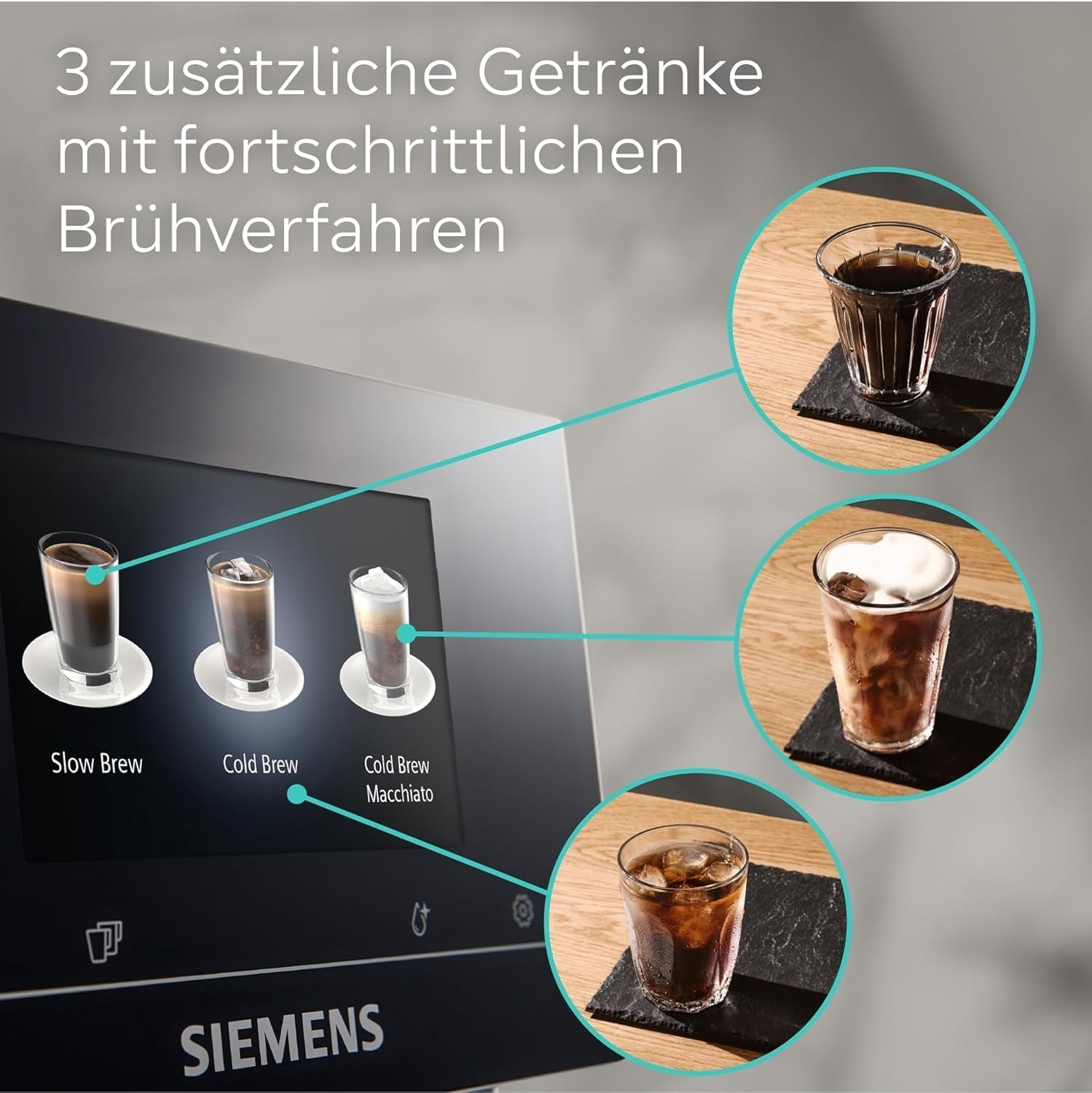 Automatische espressomachine Siemens EQ700 classic TP715D01, app-bediening, cold brew, intuïtief touchdisplay, tot 10 individuele koffiecreaties als favoriet, automatische stoomreiniging, 1500 W, zilvergrijs