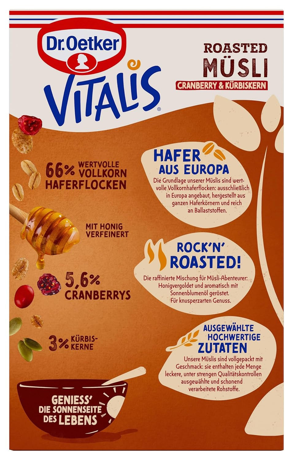 Dr. Oetker Vitalis Geroosterde Muesli met Veenbessen en Pompoenpitten: Geroosterde Muesli met Gedroogde Veenbessen, Pak van 8 (8 x 501 g)