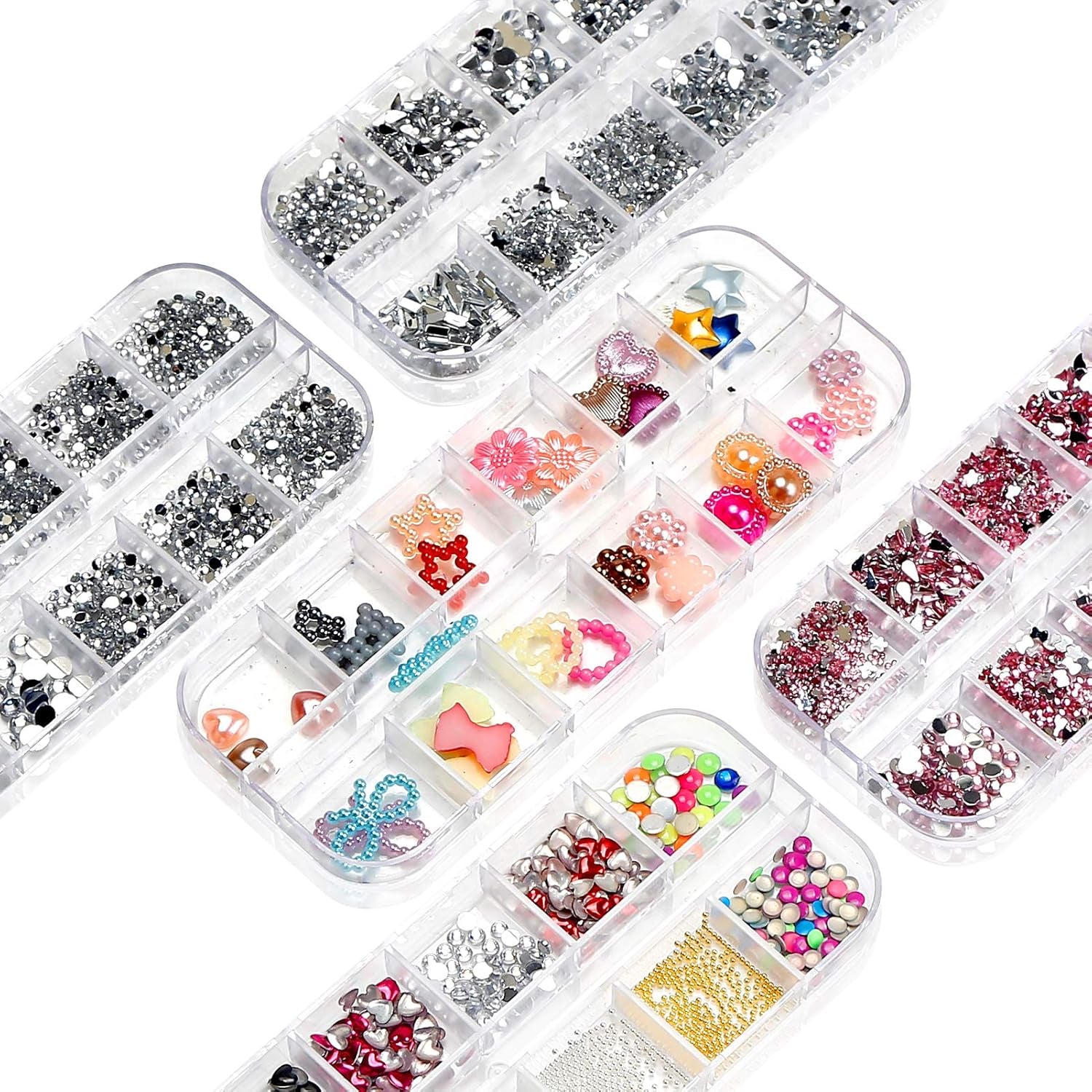 10 dozen nagelsteentjesset, multifunctionele accessoires met 1 pincet, decoratieve diamanten, kristallen, parels, edelstenen, kleurrijk, gemengd, paardenogen, metalen stenen, voor doe-het-zelf nail art-decoraties