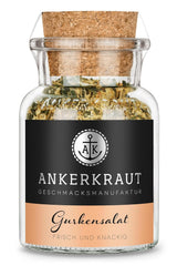 Ankerkraut Gurkensalat, 60 g in een kurkglas, Würze Gherken-Salat Ganz Einfach, Zuckerfrei und Ohne Gesmackverstärker, Mischung würzender Ingredient für Salat