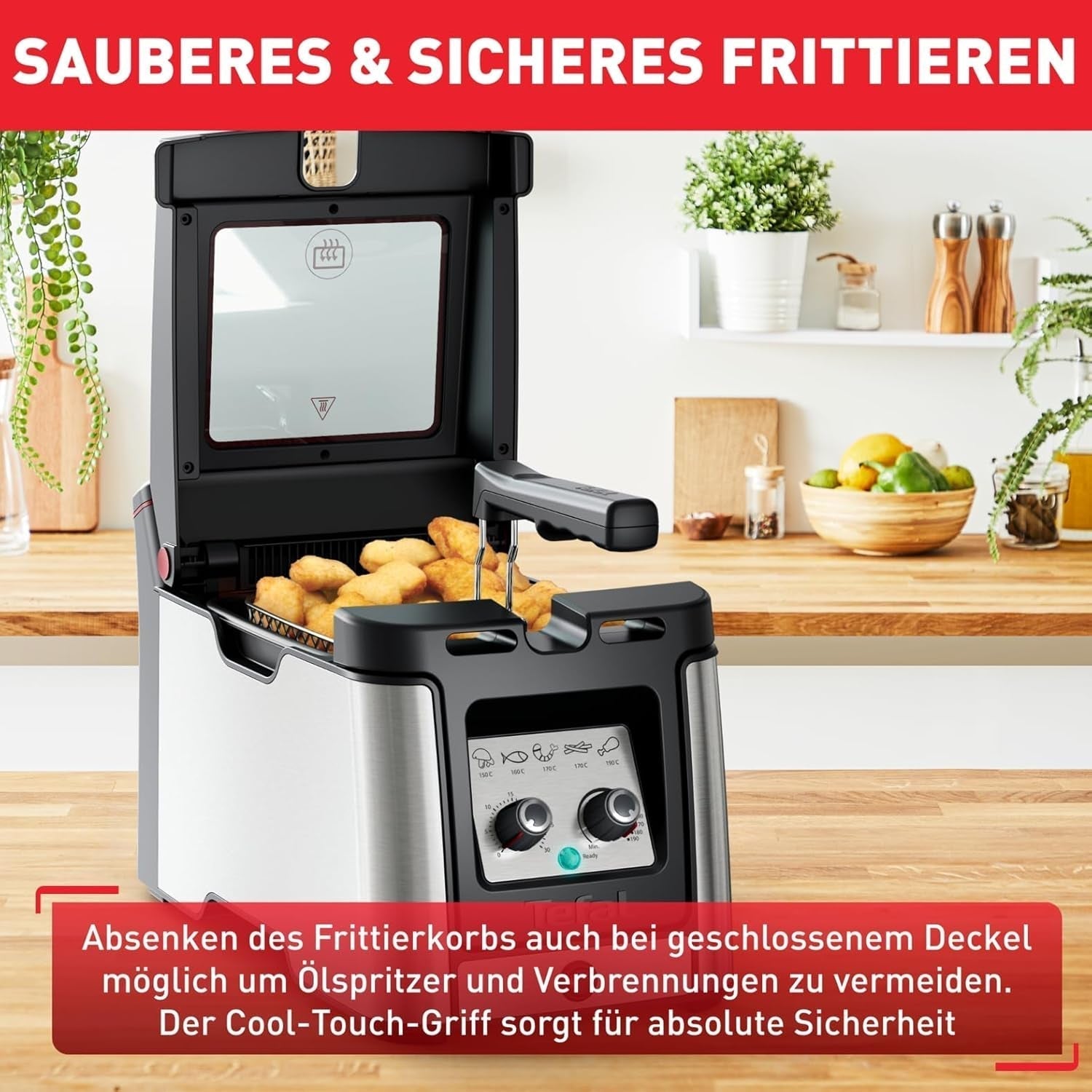 Tefal FR600D Clear Duo Frituurpan, frituren met minder rook en geurtjes, inhoud 1,2 kg, thermostaat, timer, groot kijkvenster zonder condens Huishoudelijke apparaten Naty Shop