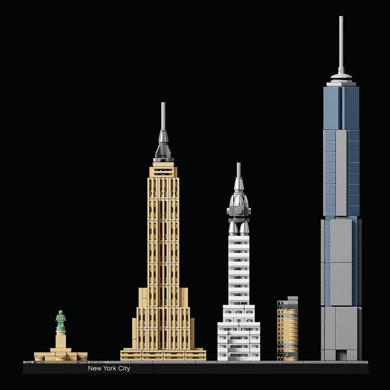 LEGO Architecture New York City Set, Skyline-modelset met World Trade Center en Vrijheidsbeeld, knutselwerkjes voor volwassenen, huis- en kantoordecoratie, cadeaus voor vrouwen en mannen 21028 Bouwsets Besuche in LEGO-Store