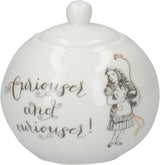 Alice in Wonderland fijne porseleinen theepot en melkkan, porseleinen kom en melkkan in een luxe geschenkdoos