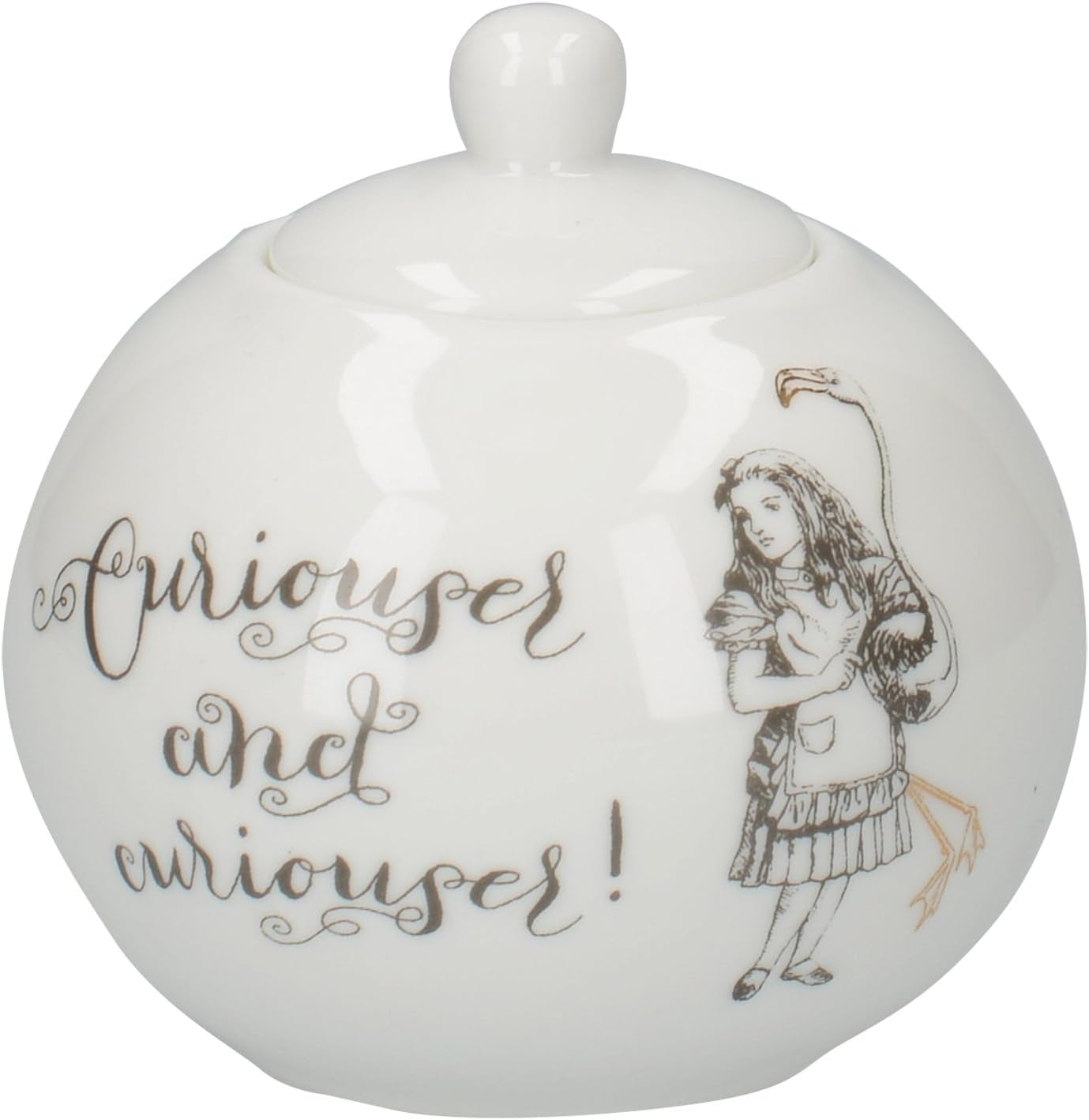 Alice in Wonderland fijne porseleinen theepot en melkkan, porseleinen kom en melkkan in een luxe geschenkdoos