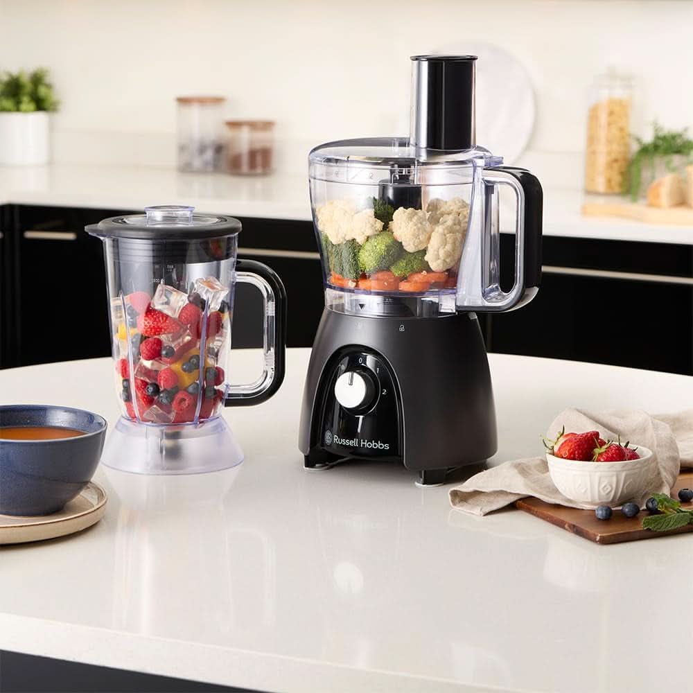 Russell Hobbs Keukenmachine [Blender/Groentenhakmolen/Tafelblender/Hakker/Blender] Keukenmachine (Kneden, Mixen en Snijden), Matte Houtskoolkeuken Naty Shop