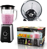 CR 4077 Standmixer Met 1,5L Glashouder, Smoothie Maker, Hochleistungsmixer, Mahlung, Eis-Zerkleinerung, Pulsfunktion, Edelstahlklingen, 2 Geschwindigkeiten, 1000W, Schwarz/Silber Kitchen Naty Shop