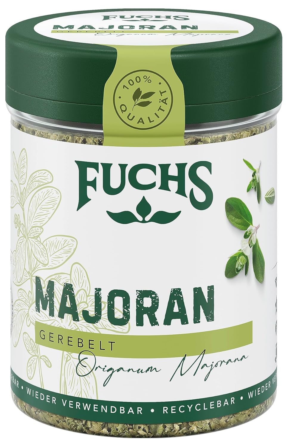 Fuchs Gewürze - Marjolein gerebelt - zum Würzen von Kartoffelgerichten, Fleischgerichten oder Eintöpfen - natuurlijke ingrediënten - 10 g in wiederverwendbarer, recyclebarer Dosis