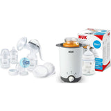 NUK Nature Sense Handkolf | Voedingsset met handkolf, flessen en zoogcompressen Ultra Dry Comfort | 6 stuks Voedings- en borstvoedingsaccessoires Bebe Naty Shop Pakket met flessenwarmer Met temperatuurregeling