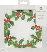 Talking Tables 20 XL papieren kerstservetten met hulstmotief | Luxe Wegwerpdoekjes | Herbruikbaar | Ideaal voor kerst- en etentjes | Hoge kwaliteit | 40 cm x 40 cm