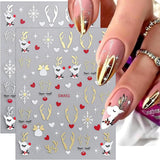 Cartoon Sneeuwvlok Nagelstickers, Kerstnagelstickers, Zelfklevend, Kerstnagelontwerpen, Nagelkunst, Herten, Sneeuwvlokken, Kerstnagelstickers, Winternagelaccessoires