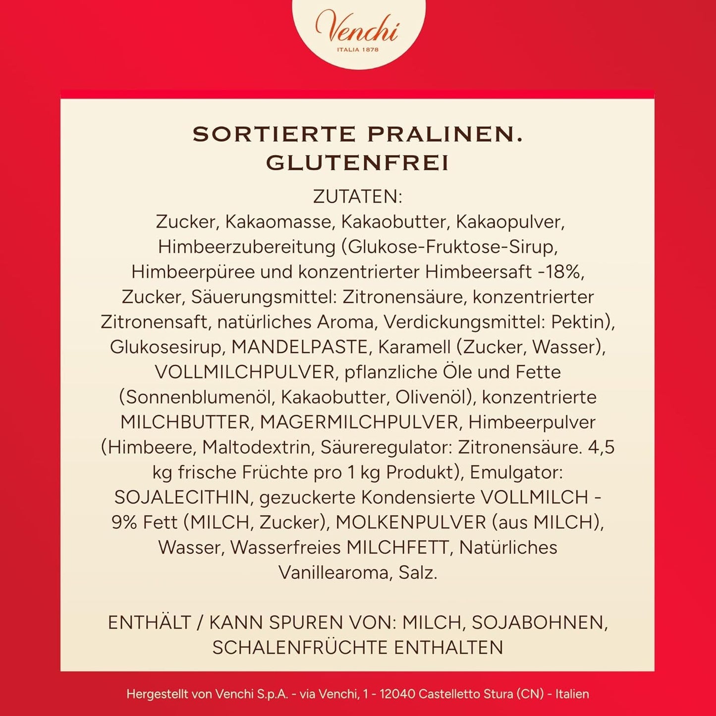 Venchi - Doos met 9 verschillende chocolaatjes, 175 g, glutenvrij, zonder kunstmatige kleurstoffen of bewaarmiddelen, cadeau-idee voor Valentijnsdag