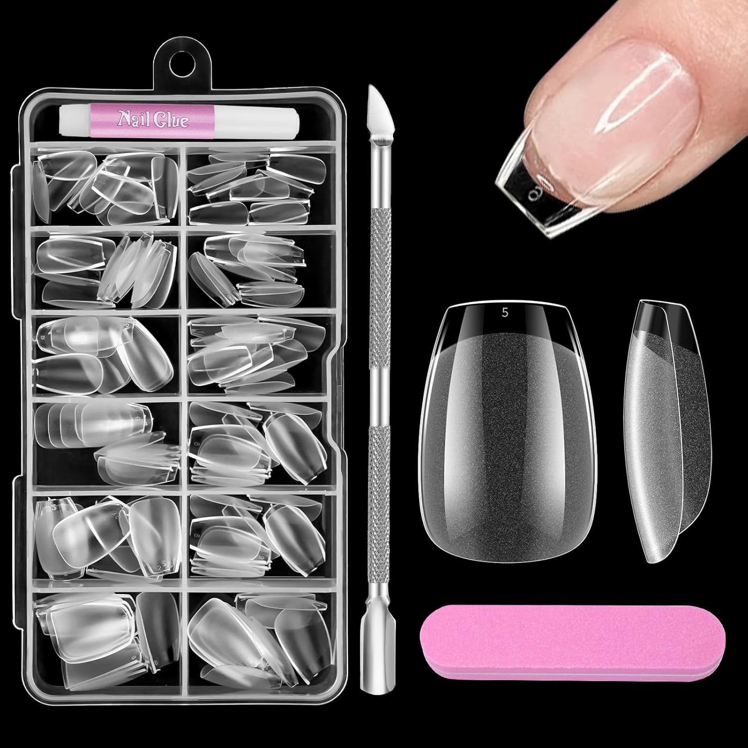 Volledige dekking korte nagels 120 stuks 12 maten Korte nageltips voor gelnagels Lijm op kunstnagels Lijm op nagelvijlset Nagelpolijstmachine Nagelriemschuiver