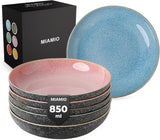 MIAMIO - Dinerborden, set van 6 (850 ml) / grote en diepe pastaborden, bordenset voor 6, keramische slakom / vaatwasser- en magnetronbestendig - Las Palmitas-collectie