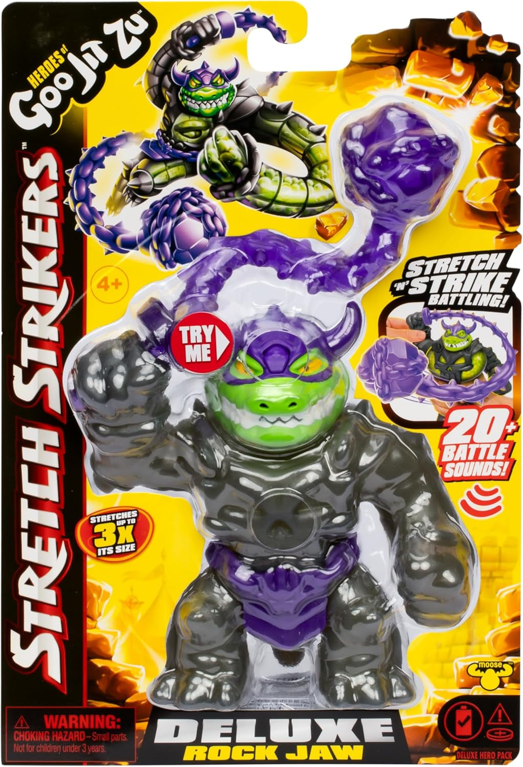 Heroes of Goo Jit Zu Stretch Strikers Deluxe Hero Pack Rock Jaw Rekbaar actiefiguur met 20+ coole vechtuitrusting Actiefiguren Naty Shop