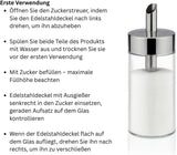 Tescoma glazen shaker, geborsteld roestvrij staal, ideaal voor witte/bruine suiker, 225 ml