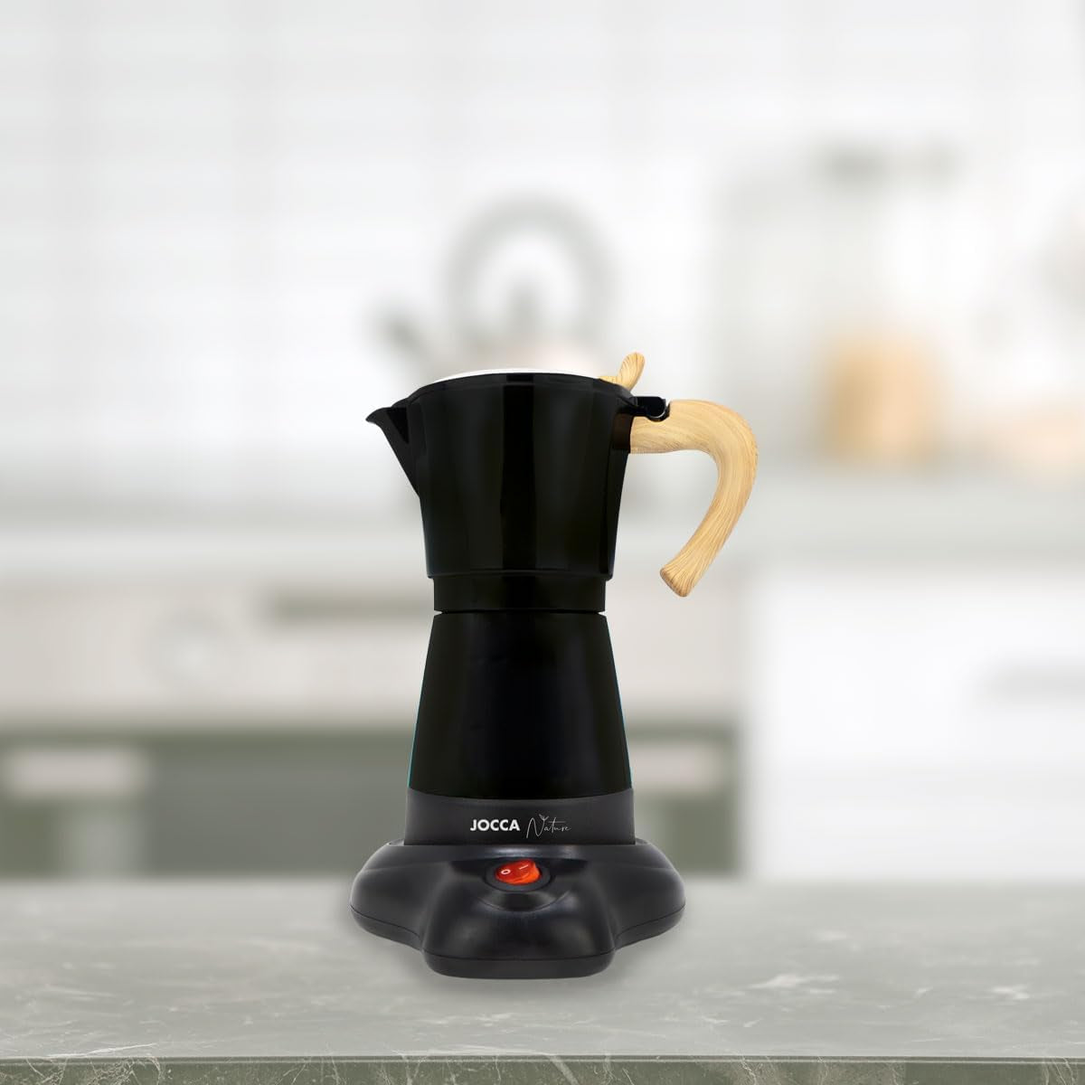 Jocca Italiaans elektrisch koffiezetapparaat Aluminium 6-kops draagbaar handmatig koffiezetapparaat met houten handvat Zwarte mokka-stijl