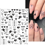 8 Blatt Nagelsticker Valentinstag Nagelaufkleber Selbstklebend Liebhaber Des Schwarzen Herzens Nail Art Sticker Decoratie Nageldesign Zubehör