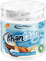 Ironmaxx Phantasty - Romige perzik 250G dosis | Veganistische Geschmackspulver Mit Echten Frucht- Oder Nussstückchen | Perfekter Zuckerersatz Zoetstoffen Naty Shop 250 G (1Er-pakket) Witte Choc – Kokosamandel
