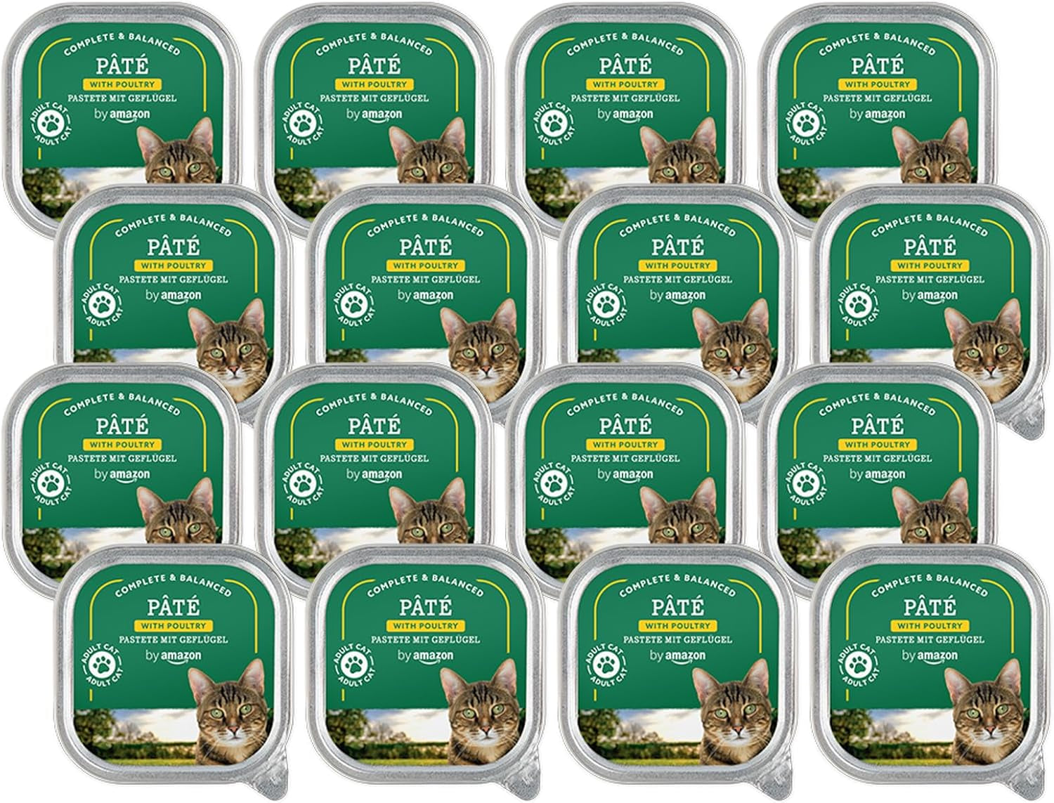 Levenslang door Amazon Katzenfutter, nass, Pastete mit Geflügel, 100 g, 16 Stück