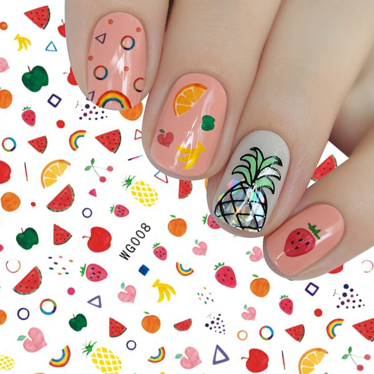 12 Blatt Nagelsticker Süß Kinder Nagelaufkleber Selbstklebend Weihnachtsblumen Blätter Tiere Pflanzen Früchte Nail Art Sticker Decoratie Nageldesign Zubehör