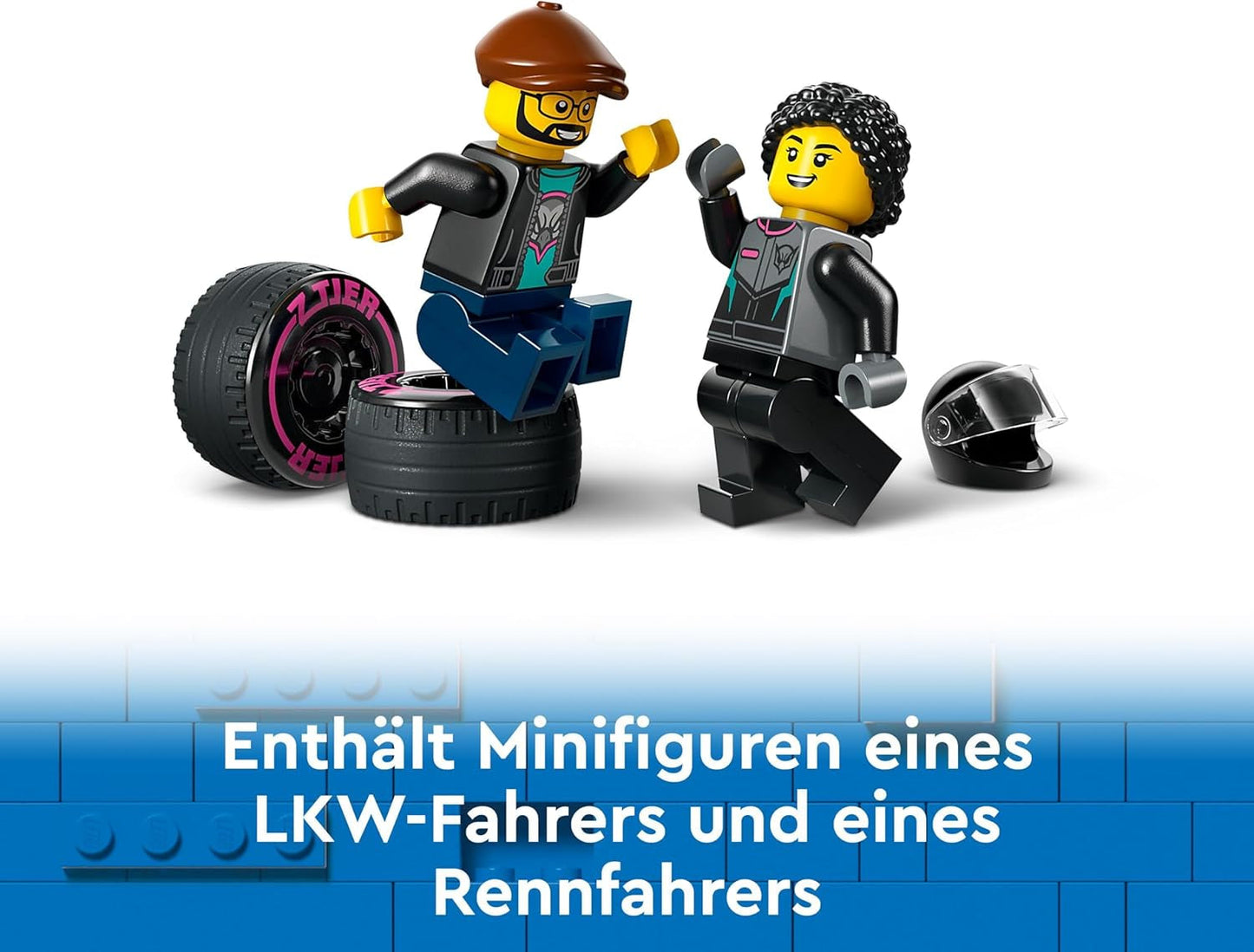 LEGO City Autotransporter met raceauto, speelgoedtruck met verstelbare laadklep en raceauto, bouwset met 2 minifiguren, coureur en vrachtwagenchauffeur, voor kinderen vanaf 6 jaar 60406 Bouwsets Besuche den LEGO-Store