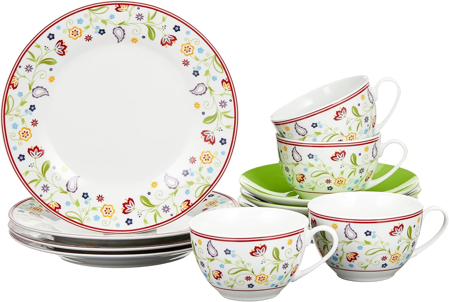 Ritzenhoff & Breker Doppio Shanti koffieservies, 12-delig, porselein, groen