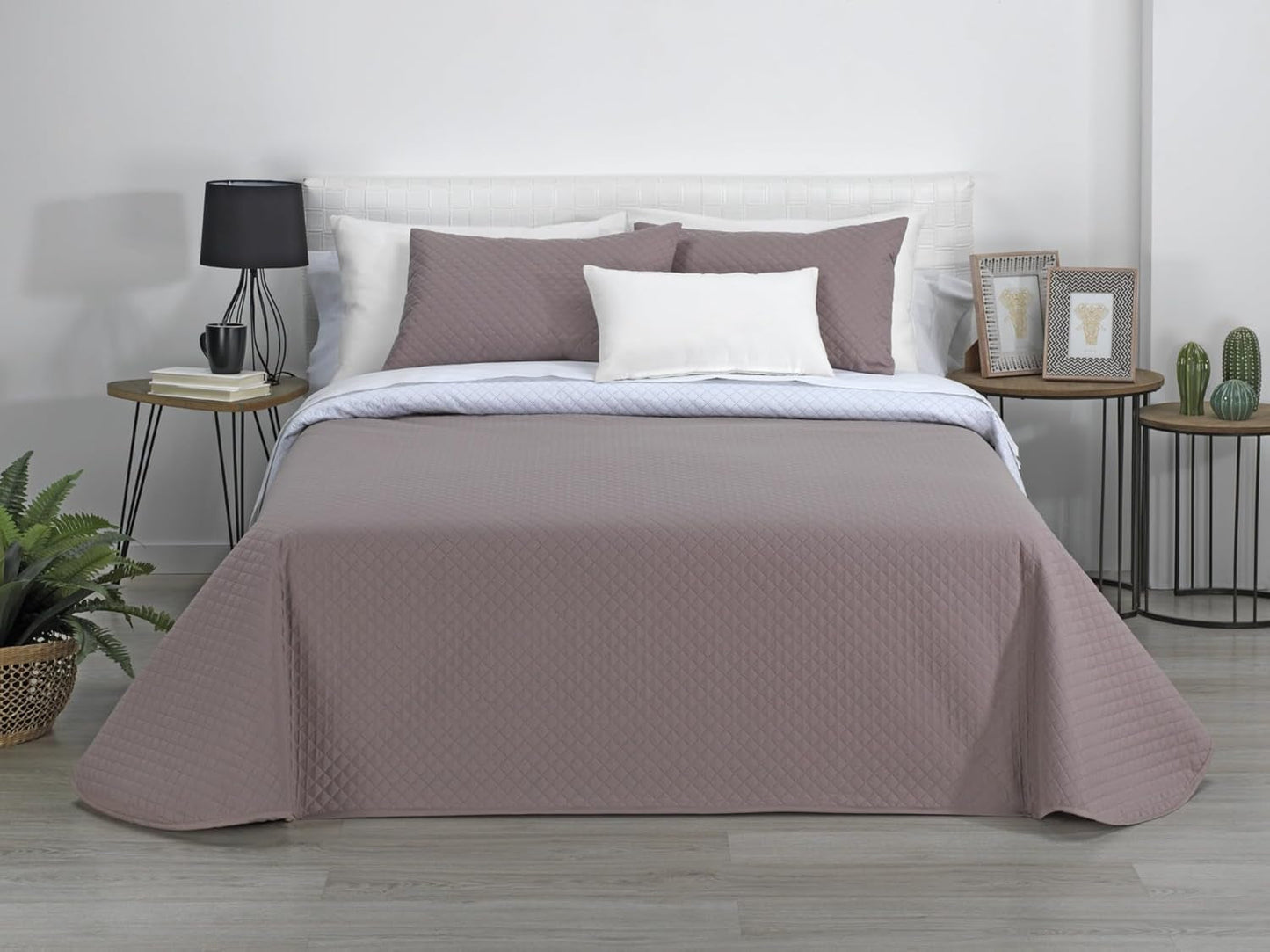 Estoralis | AVA | Omkeerbare boetiekquilt | Voor alle seizoenen | Kleur - Wit/Taupe | Voor bedden van 140/150/160 cm. bed. (250 X 270 Cm. Ancho X Alto) | Gewatteerde quilt Quilts en quilts Naty Shop Standaard titel