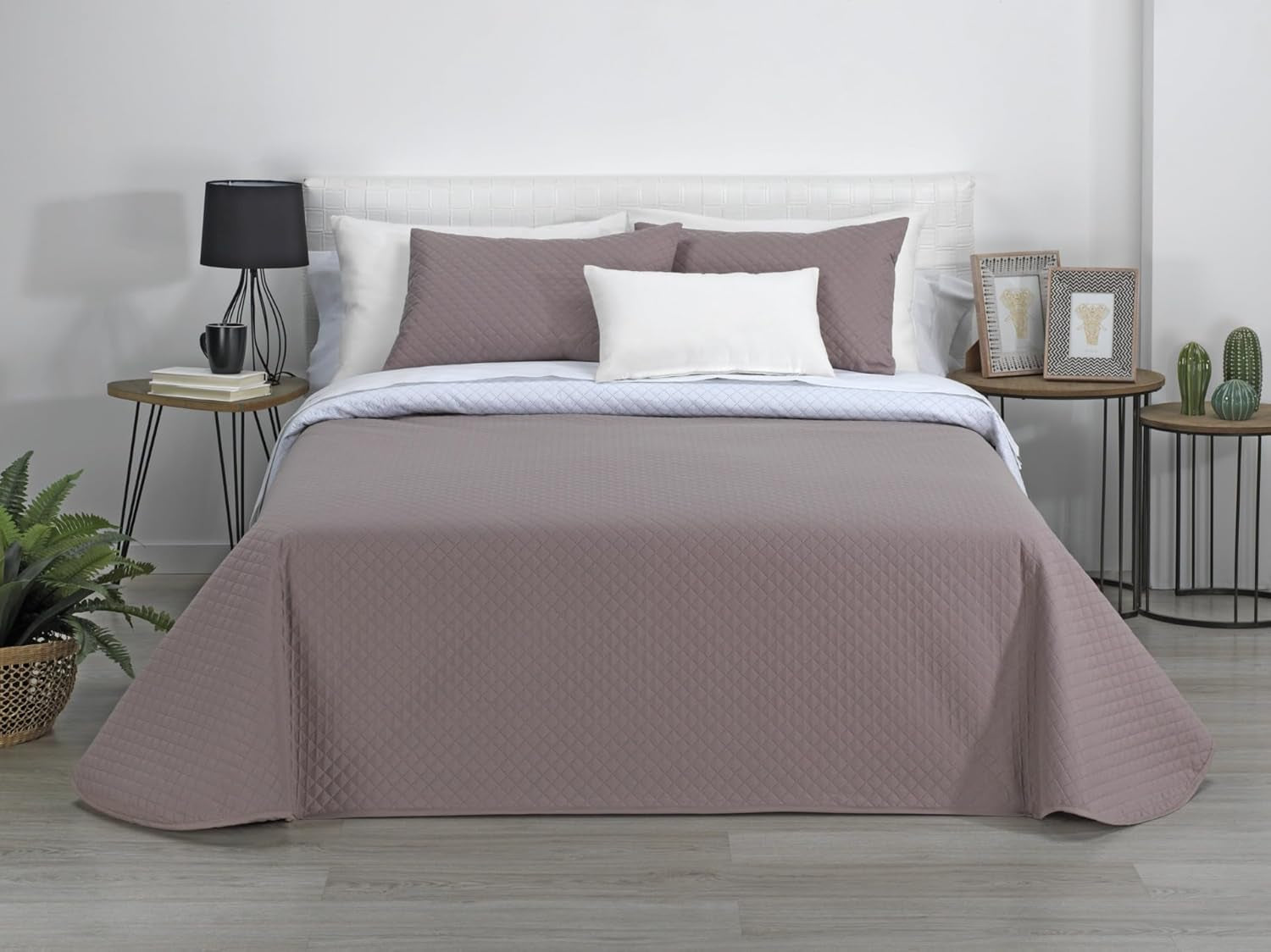 Estoralis | AVA | Omkeerbare boetiekquilt | Voor alle seizoenen | Kleur - Wit/Taupe | Voor bedden van 140/150/160 cm. bed. (250 X 270 Cm. Ancho X Alto) | Gewatteerde quilt Quilts en quilts Naty Shop Standaard titel