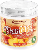 Ironmaxx Phantasty - Romige perzik 250G dosis | Veganistische Geschmackspulver Mit Echten Frucht- Oder Nussstückchen | Perfekter Zuckerersatz Zoetstoffen Naty Shop 250 G (1Er-verpakking) Romige perzik