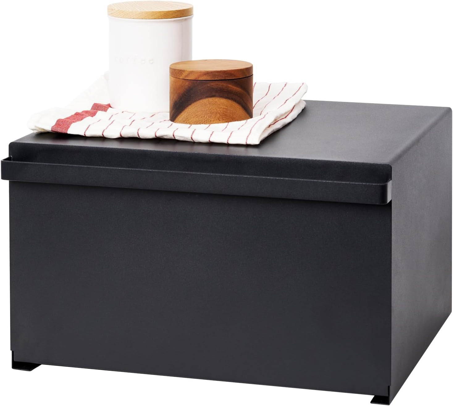 Yamazaki 4352 TOWER broodmand wit staal minimalistisch 40 x 34,5 x 24 cm voedselopbergdozen Naty Shop zwart one size