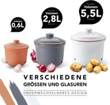 Römertopf knoflookpot verse pot van natuurlijke klei voor een lange houdbaarheid van voedsel zoals knoflook Ø 12,5 cm wit Voedselbewaardozen Naty Shop