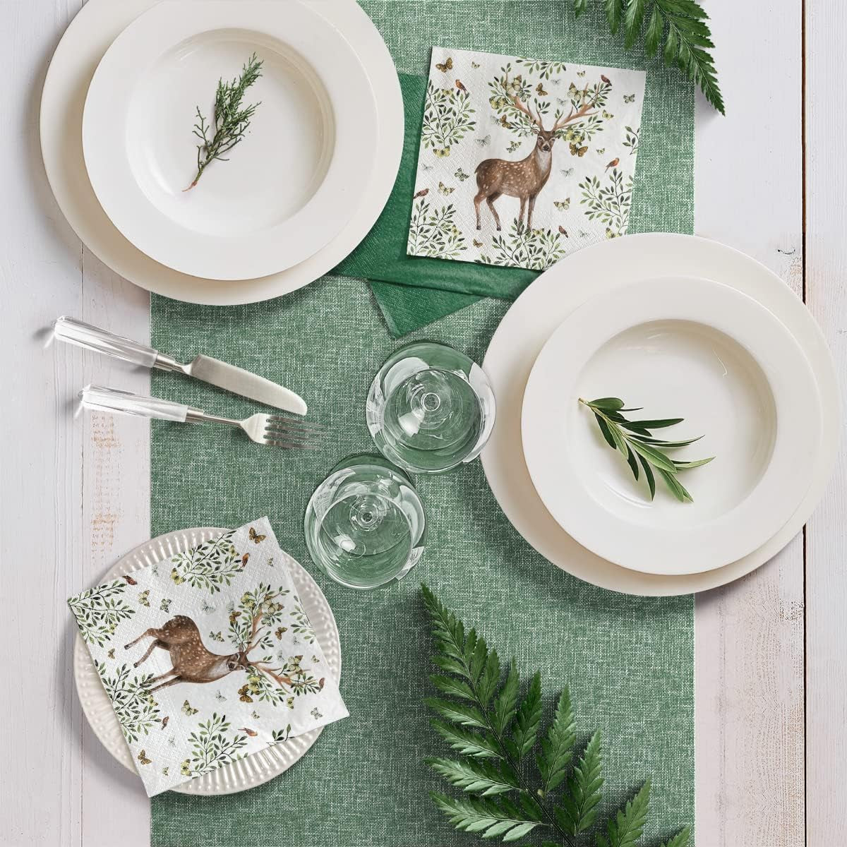 PAW - 3-laags servetten (33 x 33 cm) I 20 stuks I Perfect voor kinderverjaardagen, feesten, communies en feestdagen I Kleurrijke papieren servetten met feestmotief I Dieren, vreugde, feest - gewei