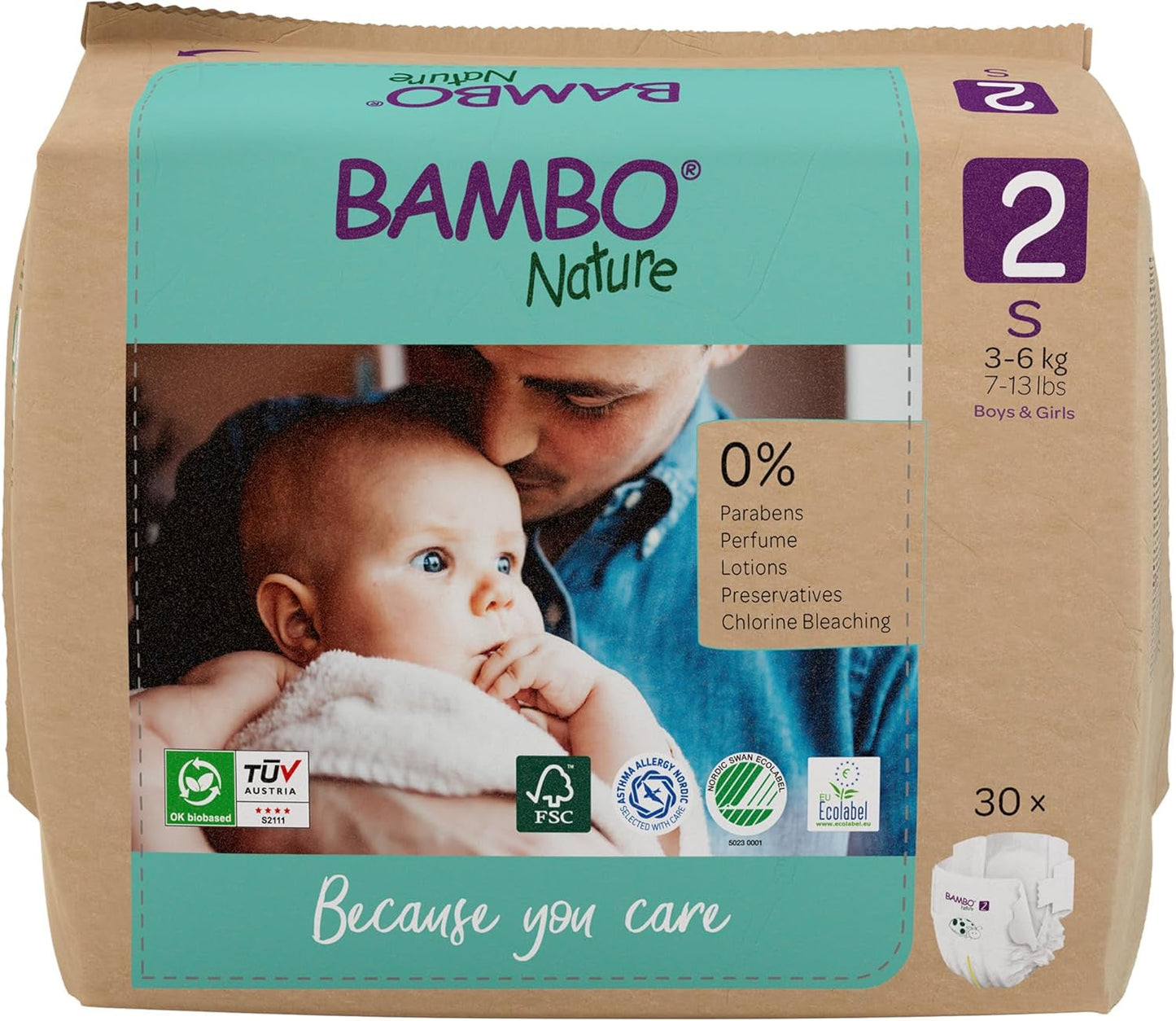 Bambo Nature Babyluiers, maat 1 (2-4 kg), maanddoos van 132 stuks | Premium luiers met verbeterde lekbescherming | Ultiem comfort en vrijheid voor pasgeborenen | Dermatologisch geteste luiers