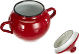 Roja pot met deksel, 0,5 l, rood geëmailleerd staal, 10 x 10 x 20 cm, 2 stuks