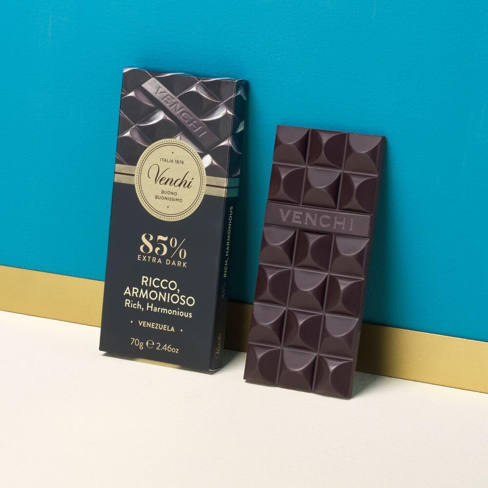 Venchi - Chocoladereep 85%, 70g - Met knapperige geroosterde cacaobonen - Glutenvrij - Veganistisch