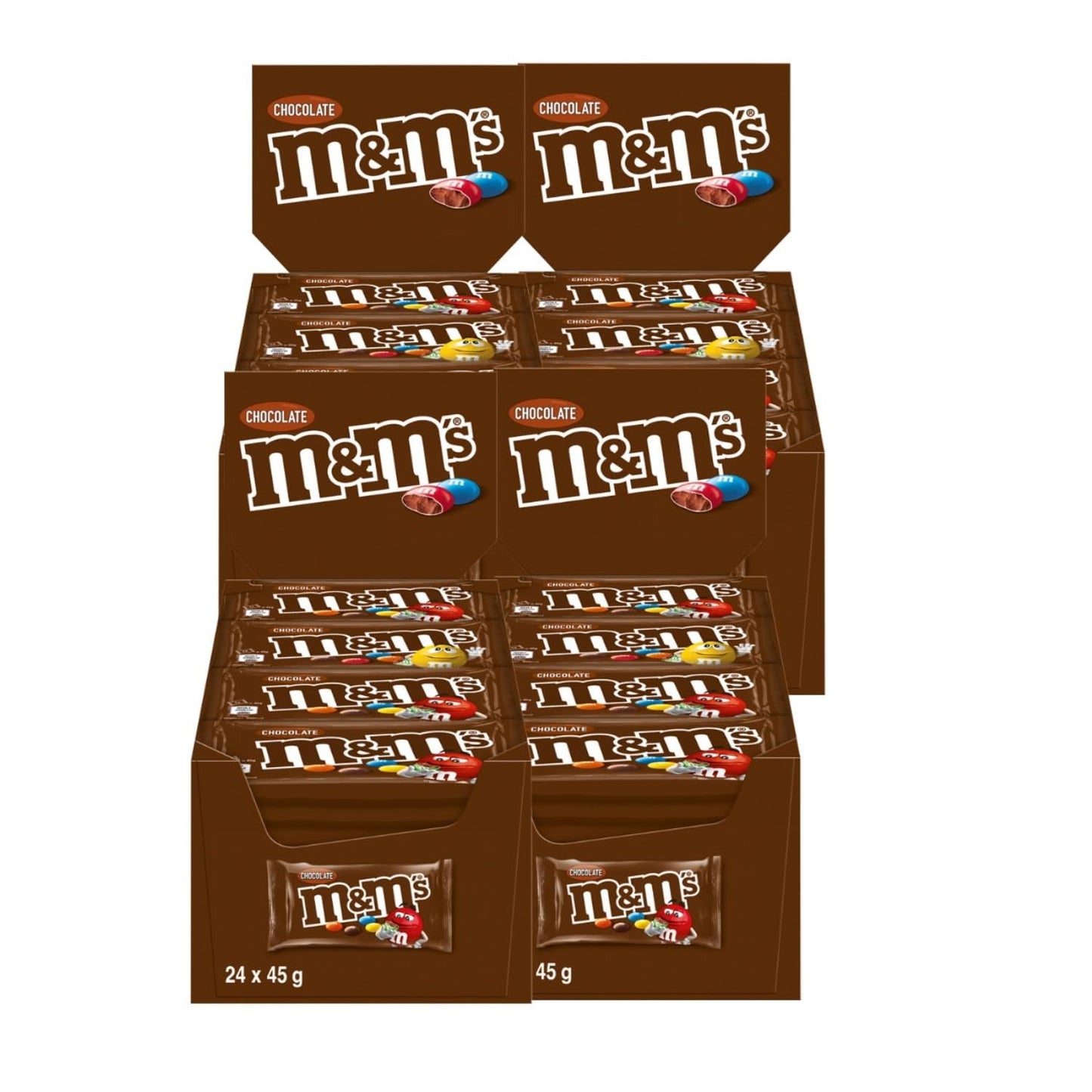 M&M's Pinda Chocolade Bulkverpakking 24 x 45g Chocolade Pinda Smaak Linzen Chocolade Cadeau (1080g) Ideaal als traktatie met voetbalthema
