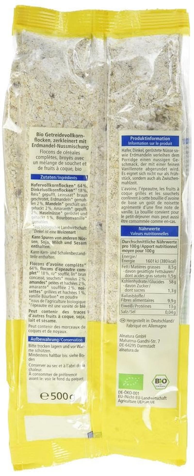 Biologische haver- en speltbasis voor PORRIDGE, 500 gram Naty Shop Cereals